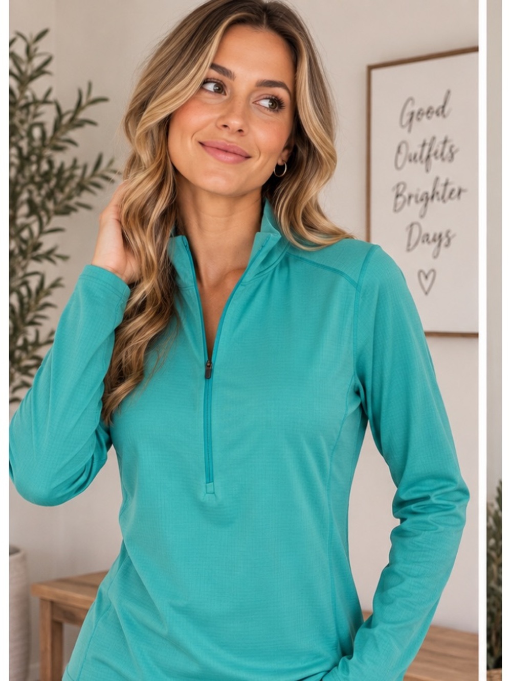 Patagonia Teal Quarter Zip Long Sleeve Pullover Grid Fleece Activewear Top M
